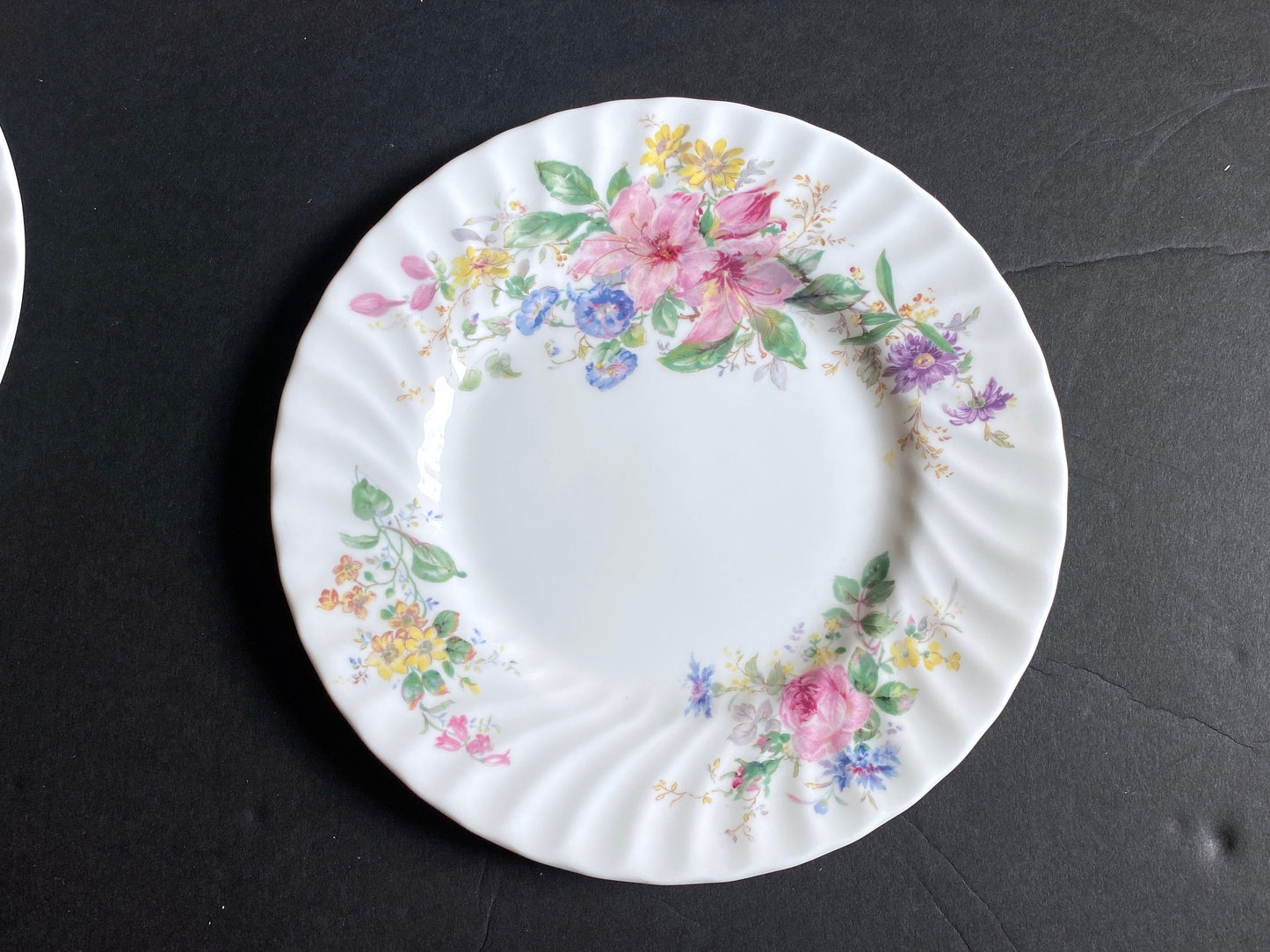 Royal Doulton "Arcadia" pattern No H4802 dinner plates, brown mark, ca. 1950s, fine bone china, beautiful