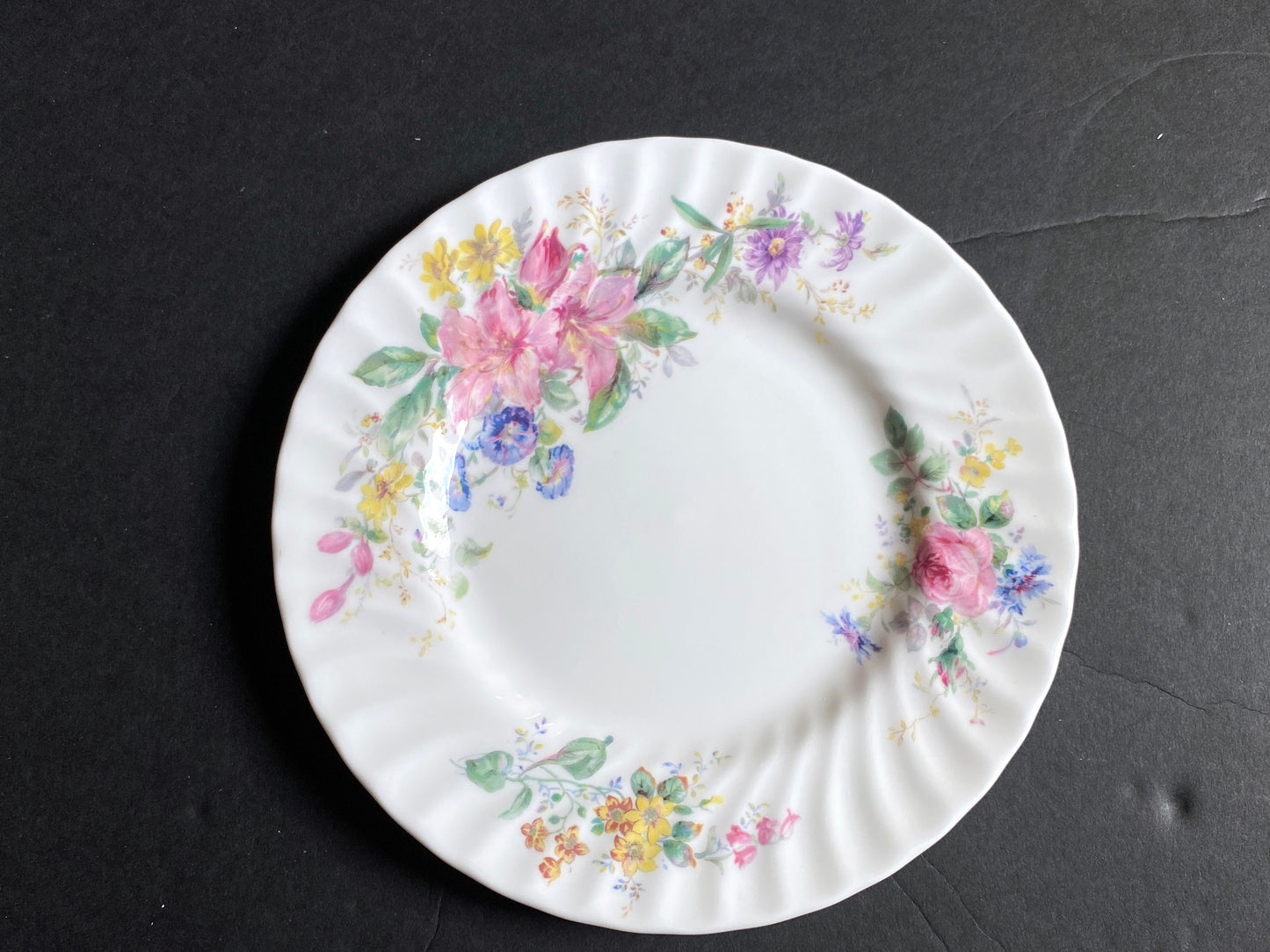 Royal Doulton "Arcadia" pattern No H4802 dinner plates, brown mark, ca. 1950s, fine bone china, beautiful