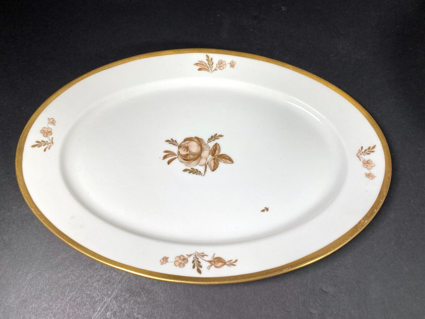 Royal Copenhagen Brown Rose lidded vegetable bowl with under tray, gold trim