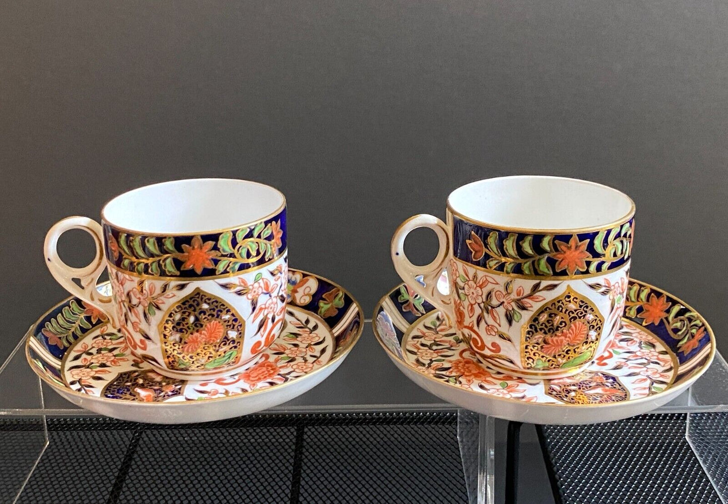 c. 1877 – 1890 Royal Derby Crown old Imari teacups with saucers, set of 6, RARE!