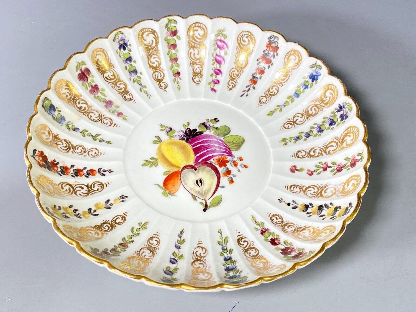 2 x MEISSEN serving bowl, polychrome floral, fruit painting, gilding, 19century