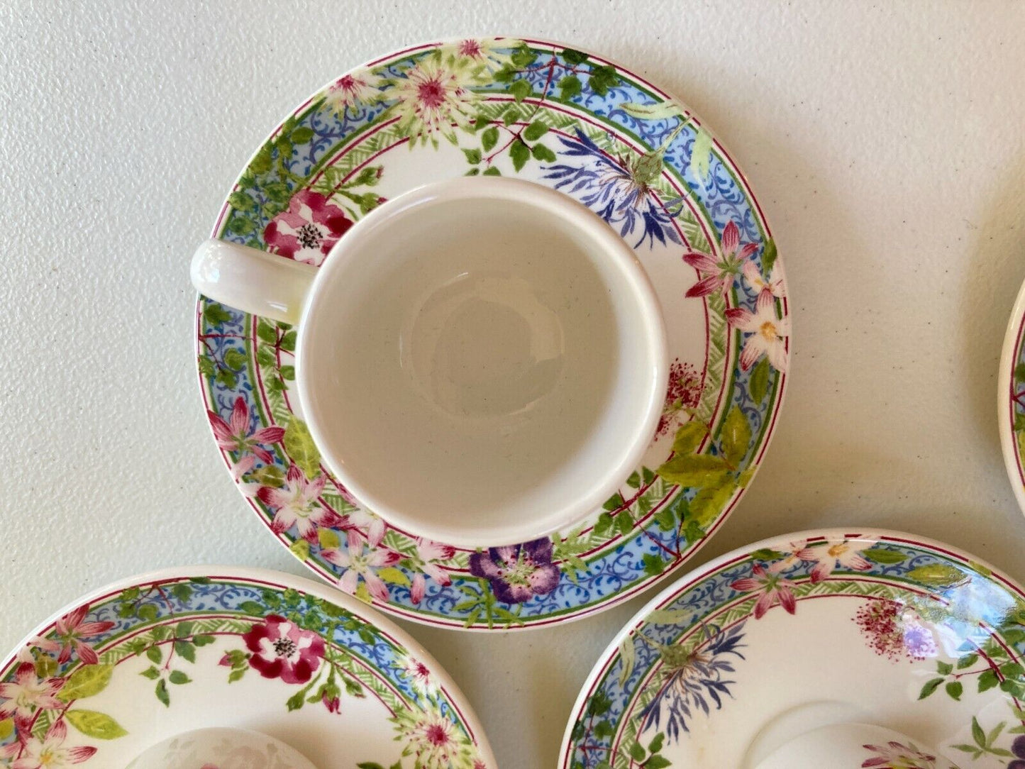 2 sets of Gien France Millefleurs espresso /demitasse coffee cup w/ saucer set