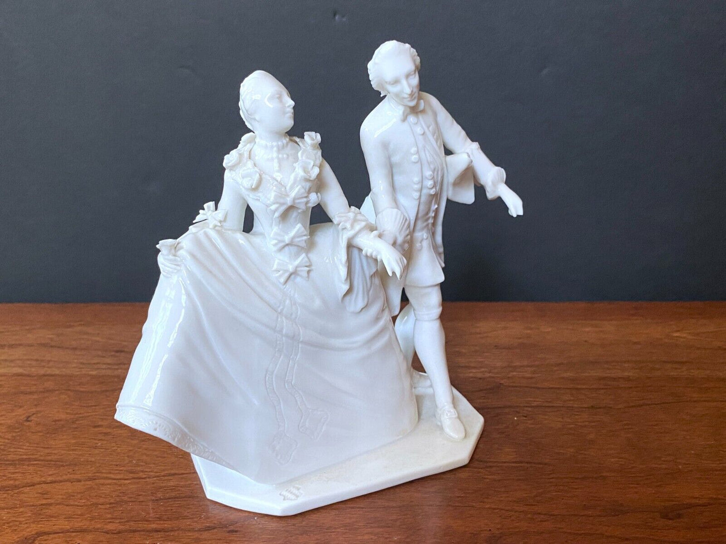 Nymphenburg Blanc de Chine White Figurine Victorian Dancing Couple Crinoline #12