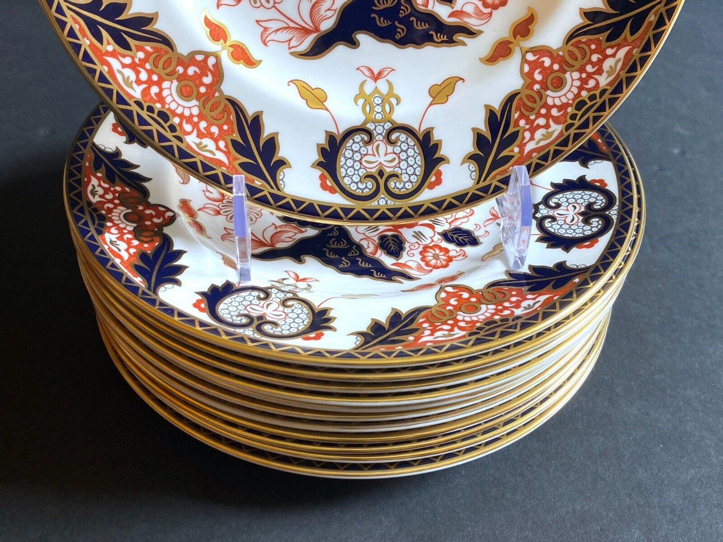 set of 12 Royal Crown Derby "Kings" (#383) Imari luncheon/ salad plates, 8.5''