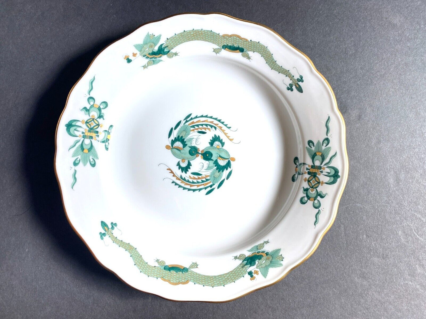 Lot of 7 Meissen Reicher Court dragon (Green) butter&bread plates, 5.5'', NICE