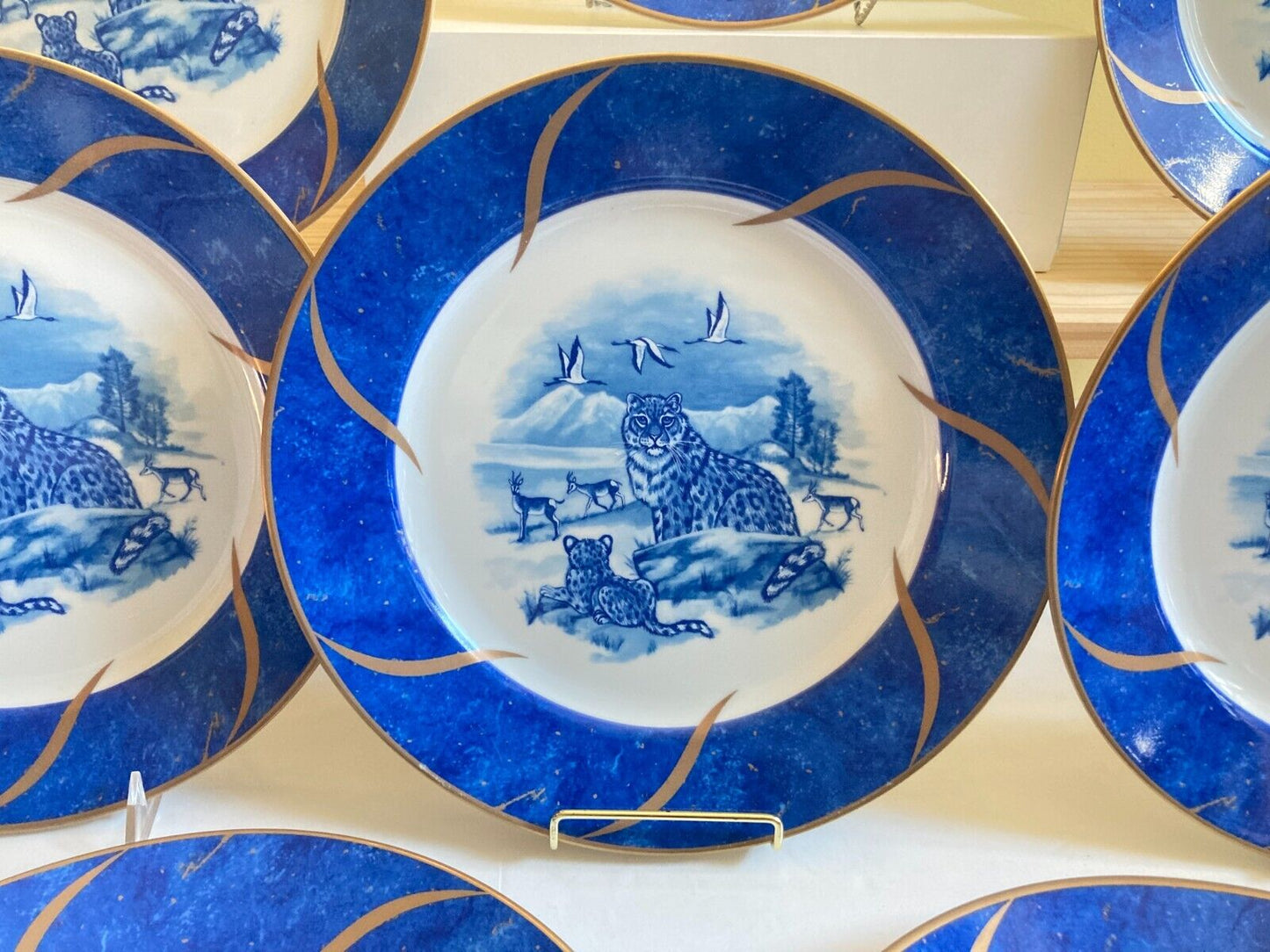 ONE Lynn Chase Leopard Lazuli Dinner Plates w/gold accents, price for 1 plate!