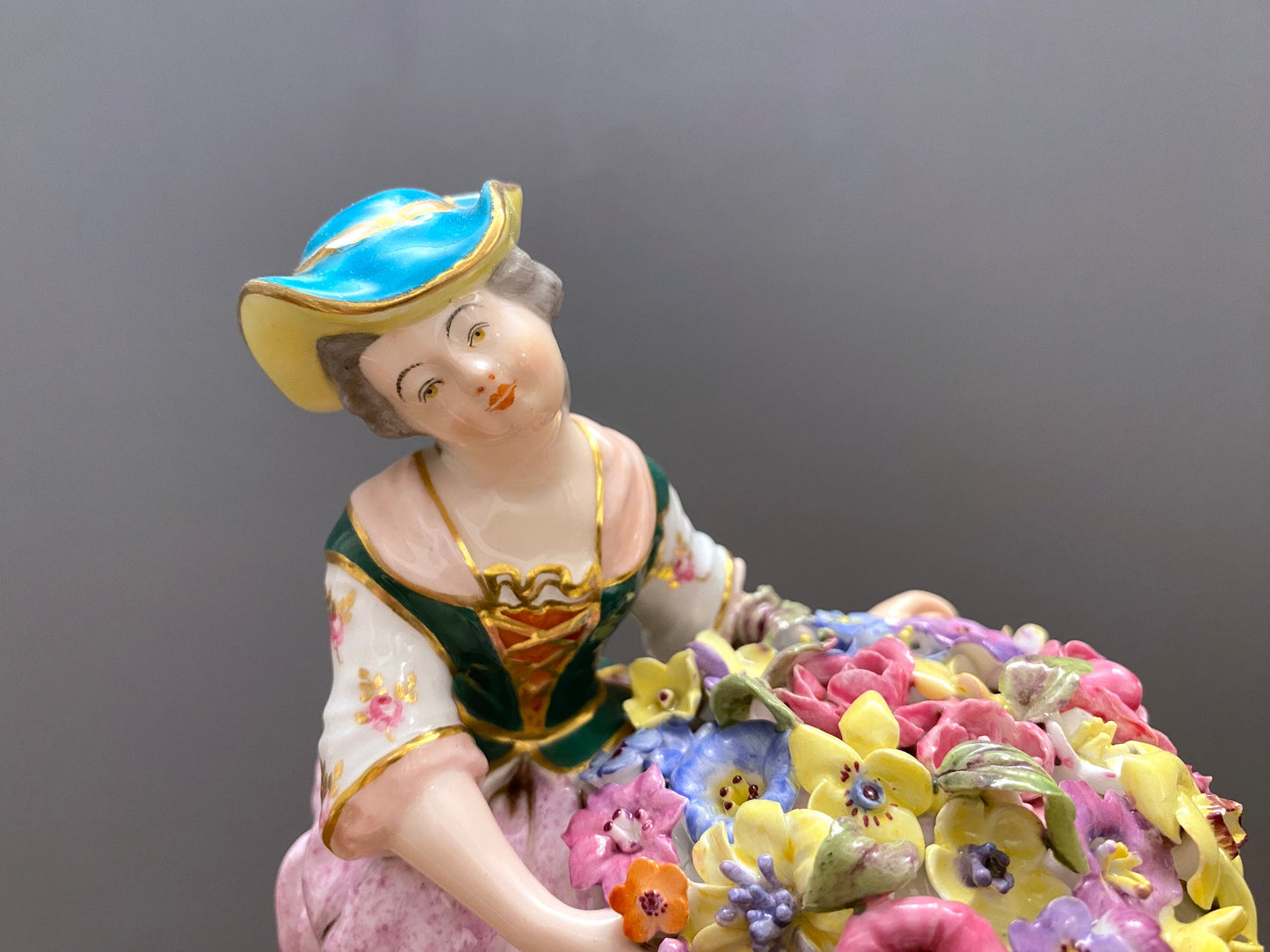 Early Derby porcelain woman and flower Figural ,ca. 1863-1866, excellent condition