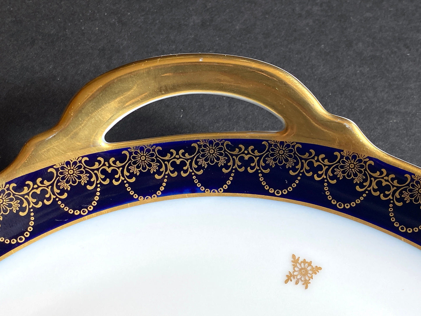 Haviland cobalt blue and gold accent cake plate, by Johann Haviland Bavaria, ca.1930-50, excellent