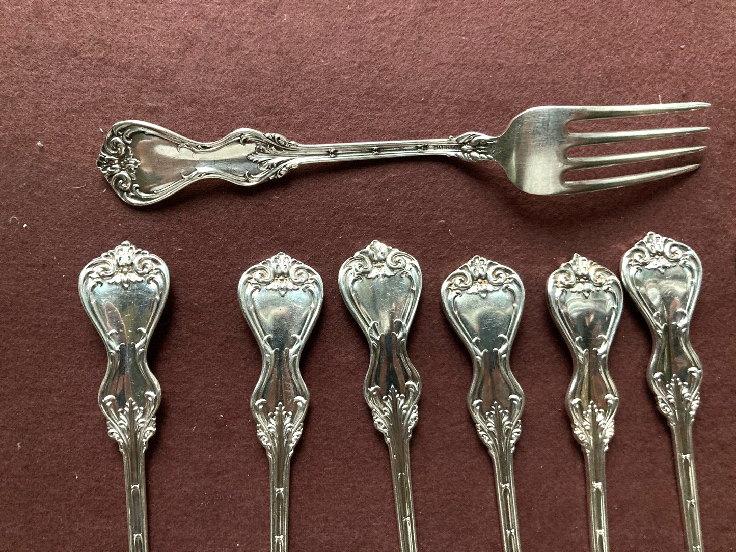 Set 14x Whiting "DUKE OF YORK'' sterling silver luncheon forks, 6 3/4'', Y1900