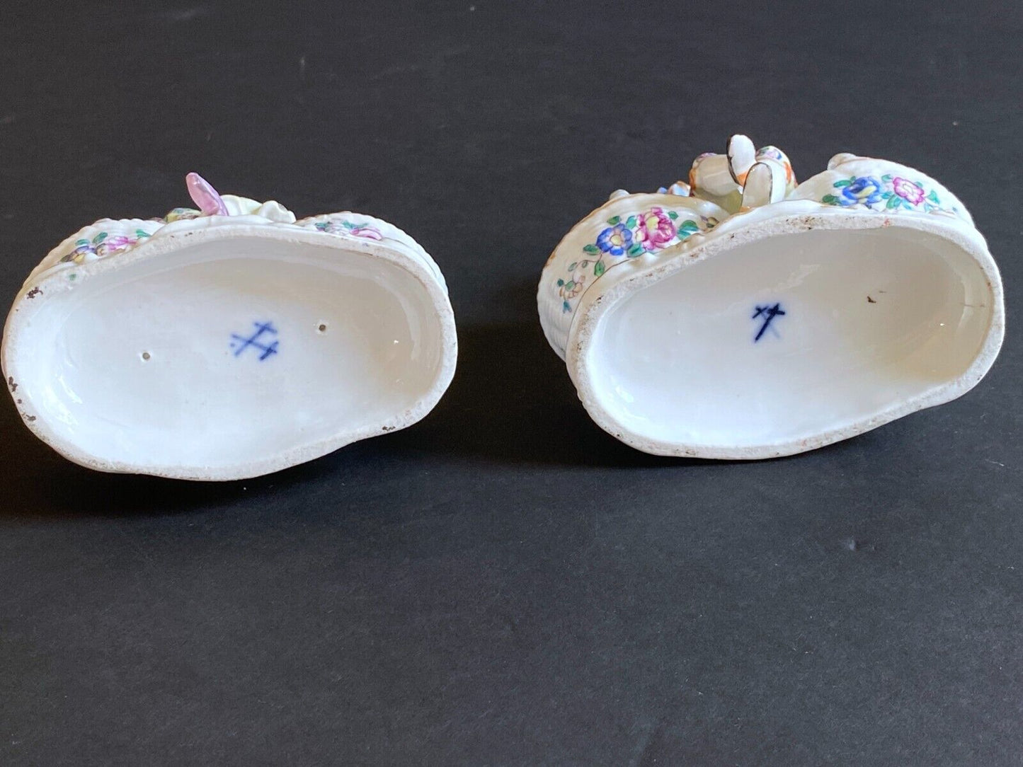 MEISSEN Man and Woman Figural Salt Cellars ,circa 1924-34, 1 st choice, nice