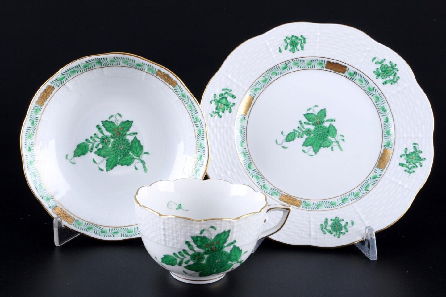 Herend "Chinese Bouquet" Apponyi Green tea service for 6, 27 pieces, mint