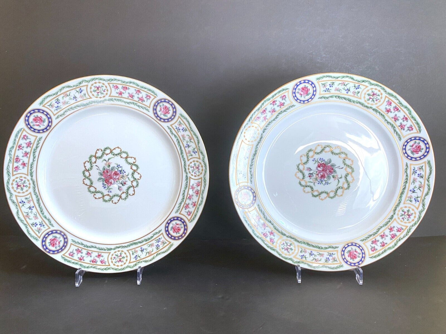 Large Haviland Limoges Louveciennes dinner plates, set 12 , 12 3/8'' Dia, Mint!