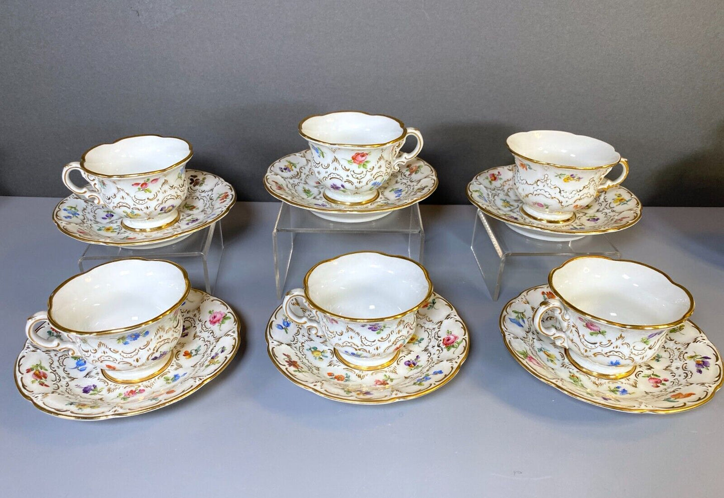 Meissen B shape coffee set for 6, scattered and 24k gold encrusted,1st quality