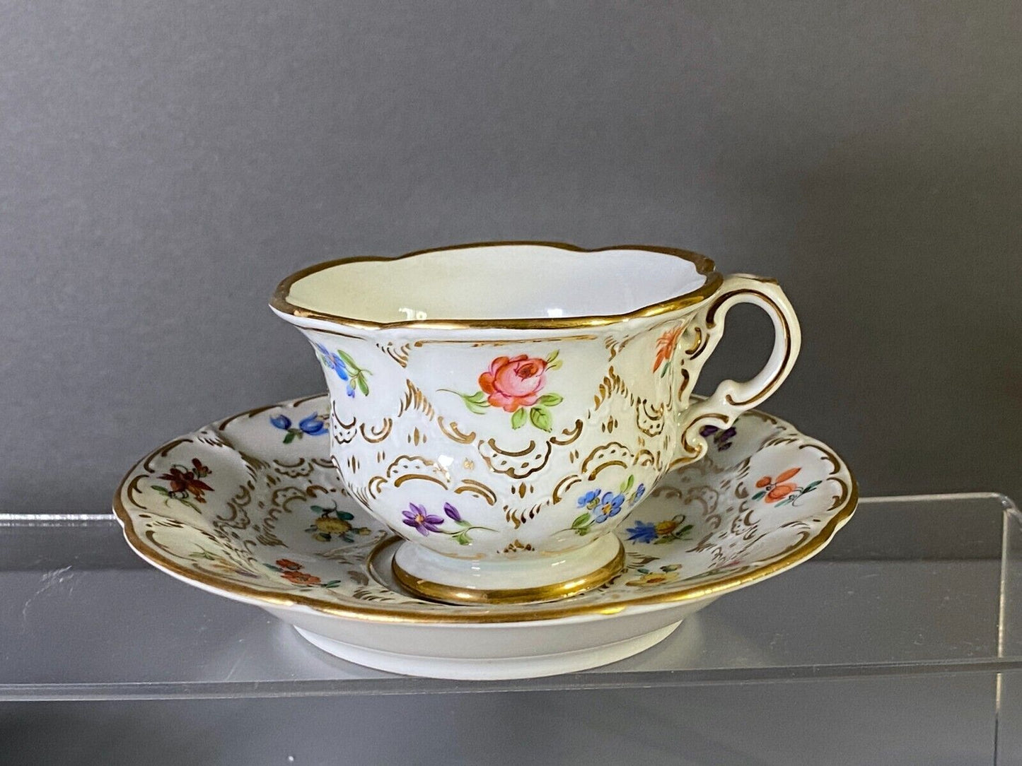 Meissen B shape coffee set for 6, scattered and 24k gold encrusted,1st quality