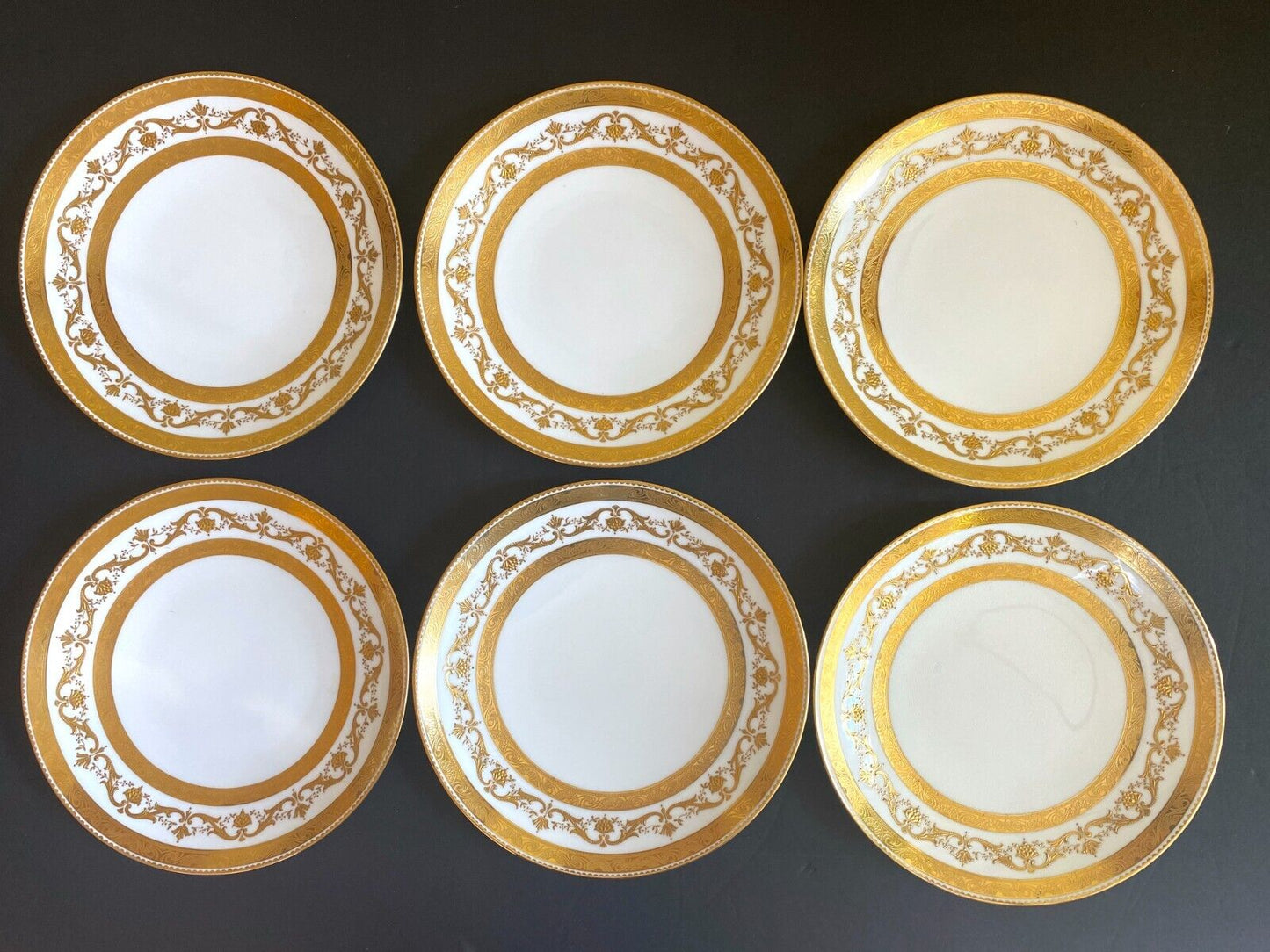 Set of 6 Mintons for Gilman Collamore New York cabinet plates,heavy gold encrust