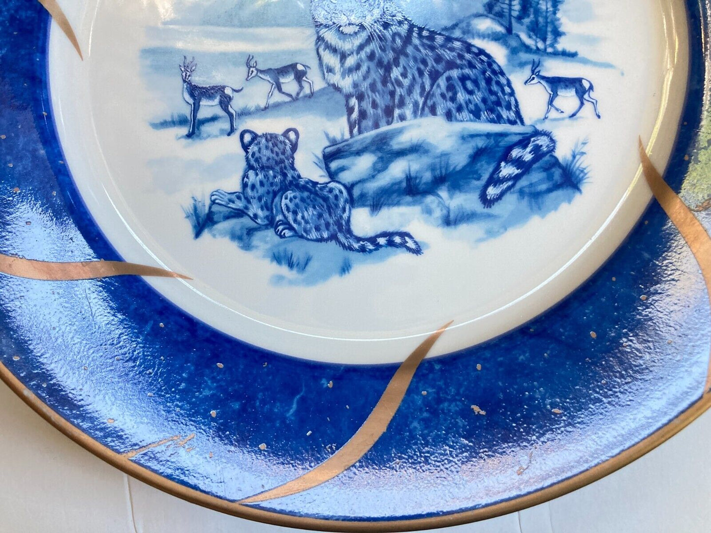 ONE Lynn Chase Leopard Lazuli Dinner Plates w/gold accents, price for 1 plate!