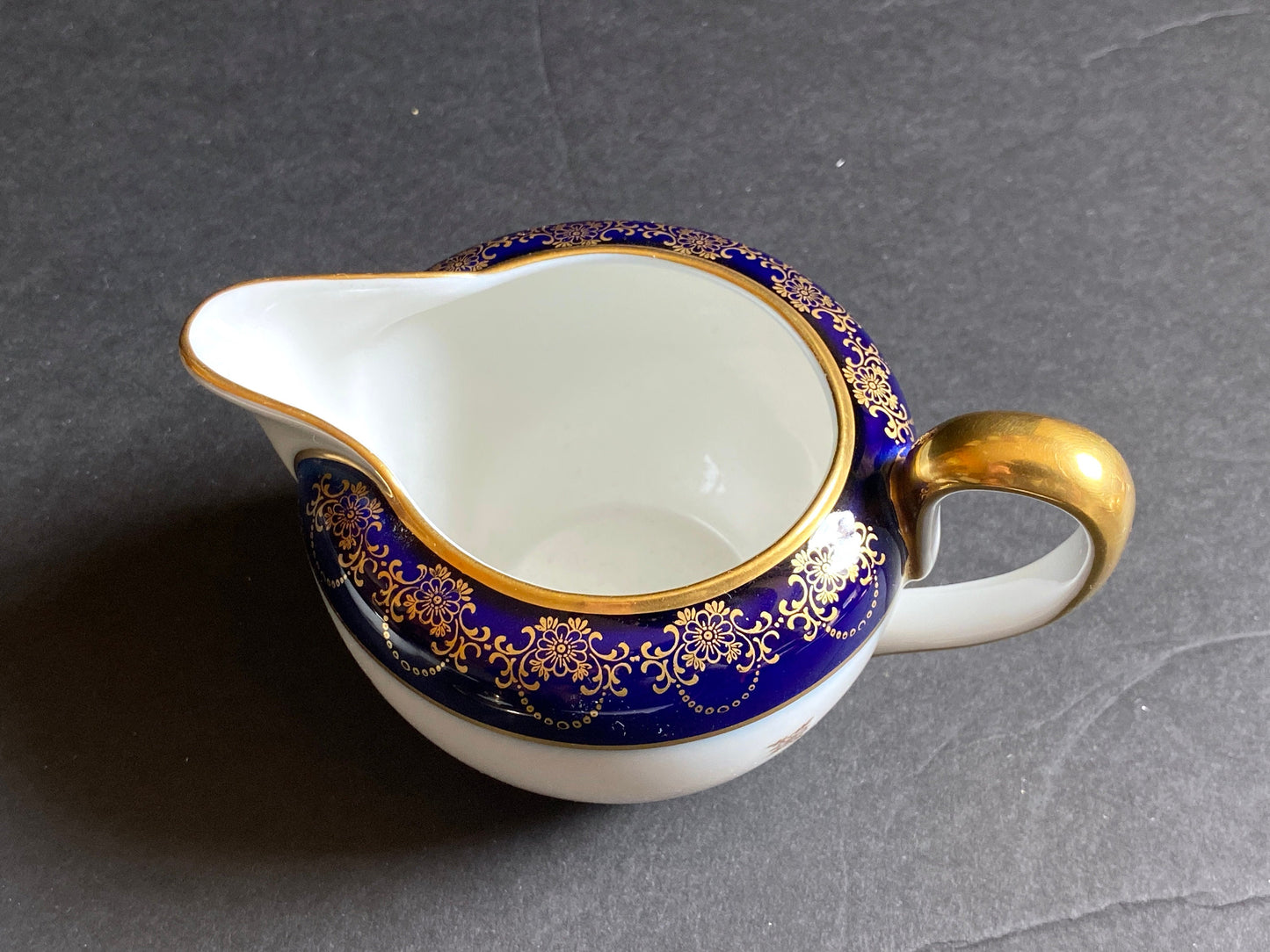 Johann Haviland cobalt blue and gold accent creamer and lidded sugar bowl, ca.1930-50, mint