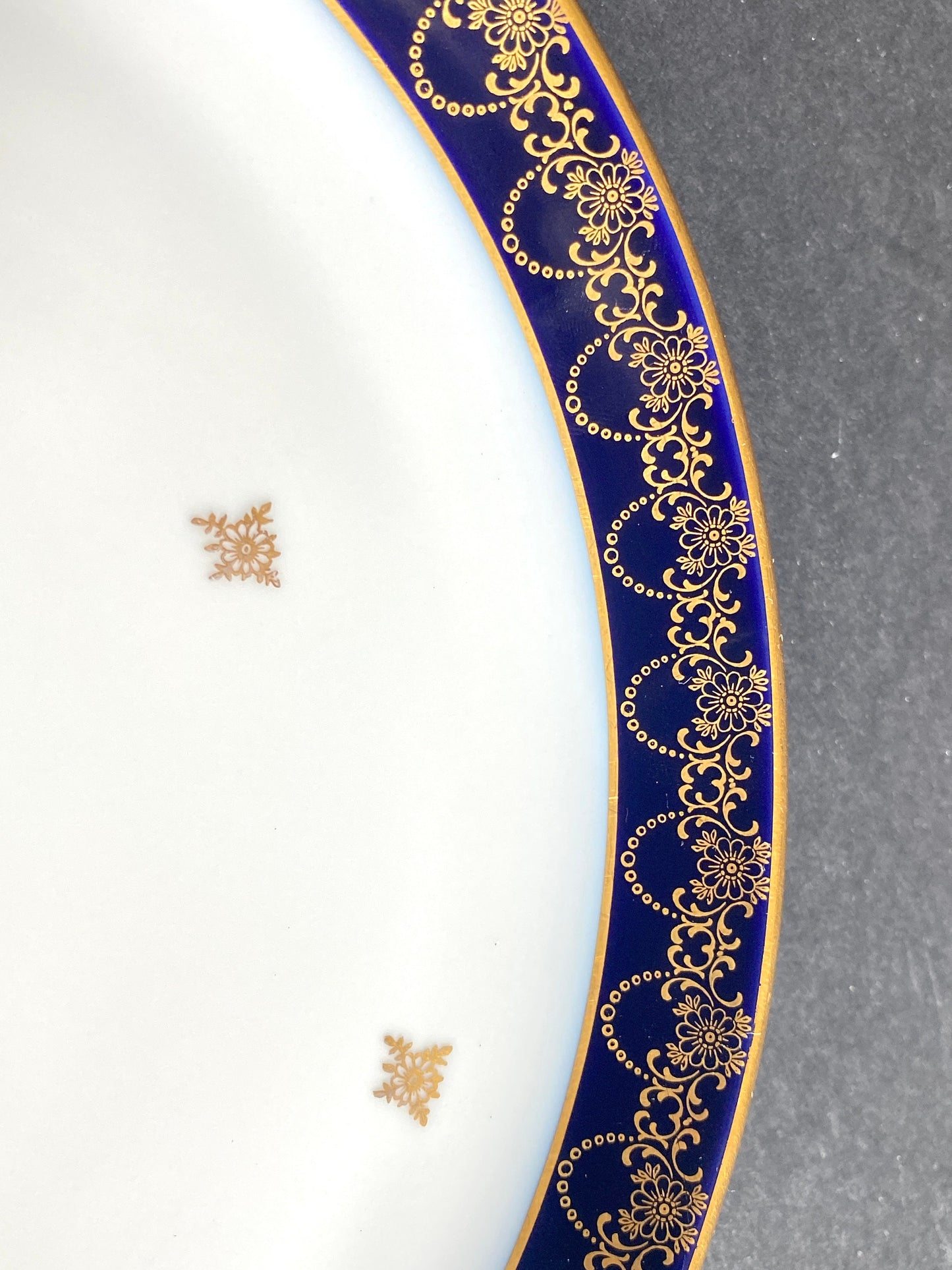 Haviland cobalt blue and gold accent cake plate, by Johann Haviland Bavaria, ca.1930-50, excellent