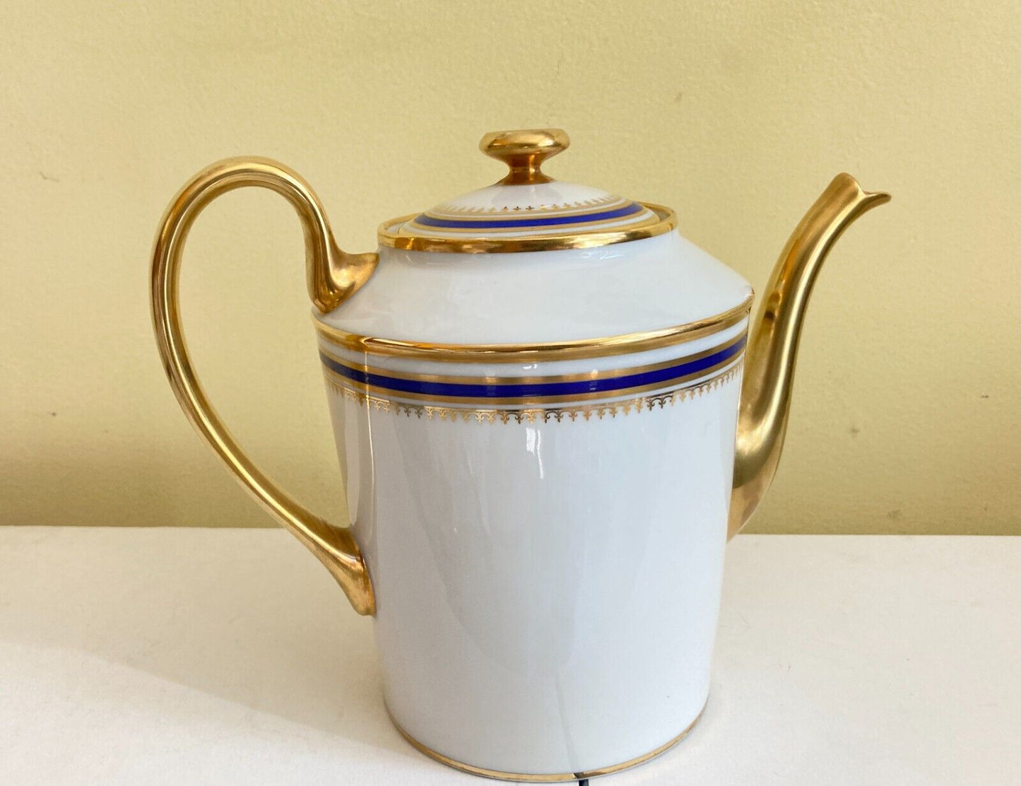 Limoges Paul Pastaud Studios tea/coffee pot, cobalt blue, gold accent, excellent