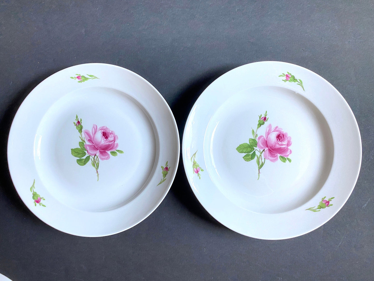 Set of 5 Vintage MEISSEN "Roses" bread and butter plates, 6 inches, ca. 1852-1870, excellent