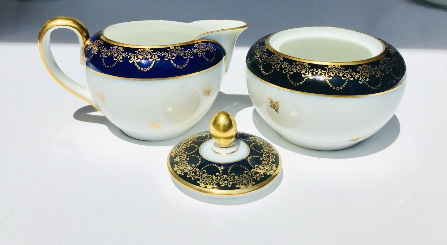 Rare! serve 10 Haviland Cobalt blue gold tea/coffee set ,Johann Haviland Bavaria