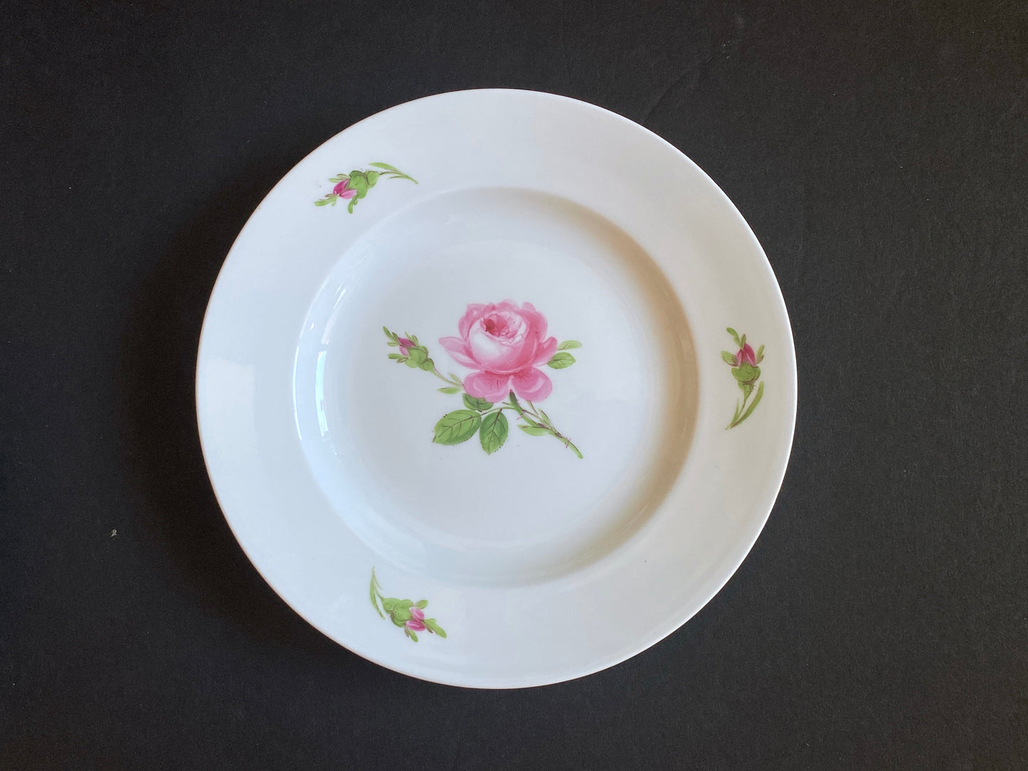 Set of 6 Vintage MEISSEN "Roses" dinner plates, 9 3/8 inches, made in Germany, ca. 1852-1870