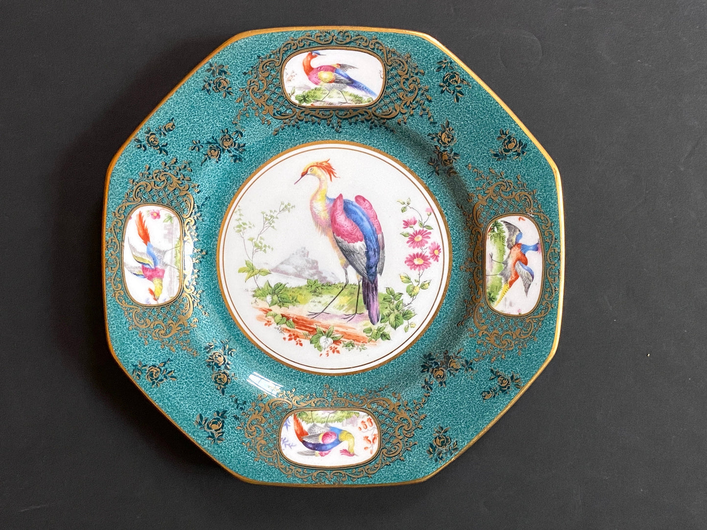 Set of 10 Tiffany & Co. by Royal Doulton bone china Exotic Birds motif cabinet plates, superb!