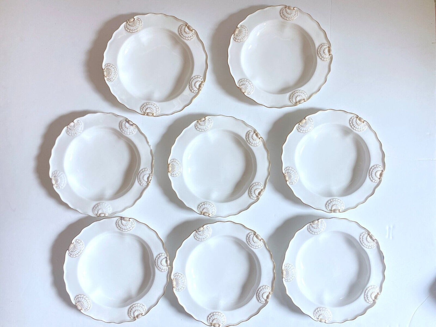 Set of 8 Tiffany & Co. collector Plates by Royal Worcester, raised shell design