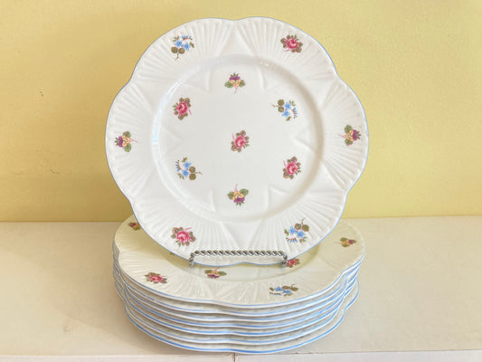 Set of 8 Shelley porcelain " Rose Pansy,Forget-Me -Not " salad plates, 8 3/4'',exquisite!