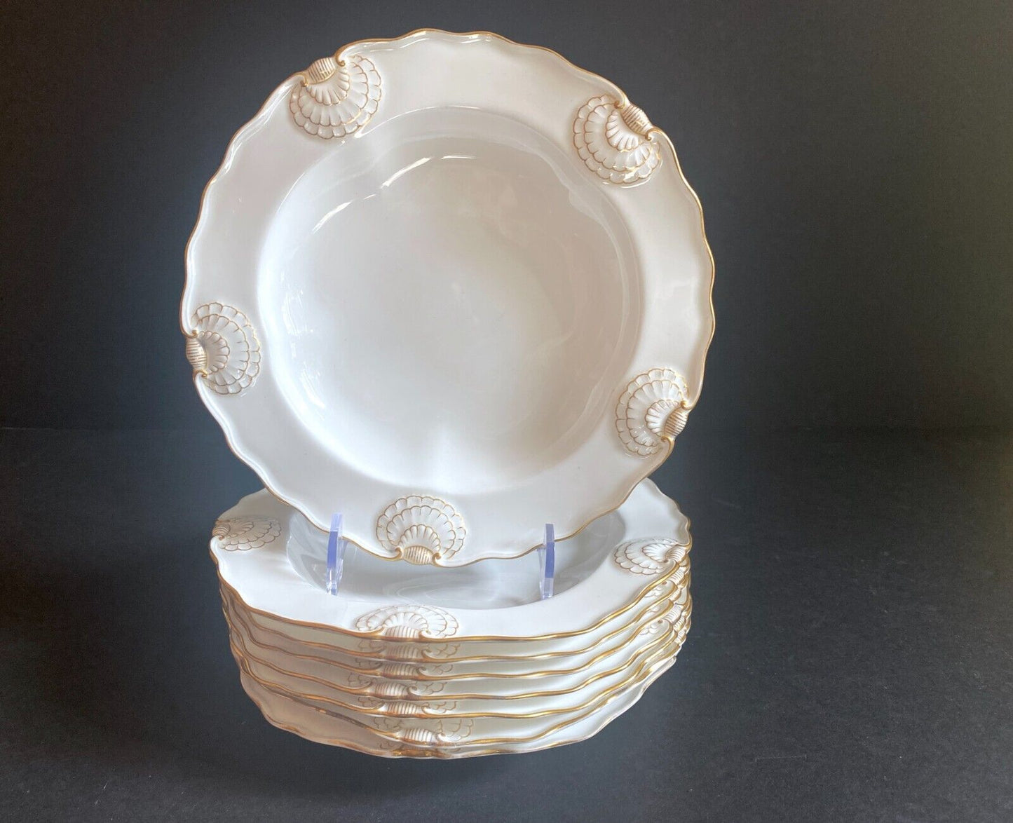 Set of 8 Tiffany & Co. collector Plates by Royal Worcester, raised shell design