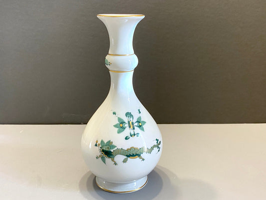 Meissen Reicher Court dragon vase, green dragon and Phoenix motif , gold accent, made in Germany, 1st choice, mint, RARE!