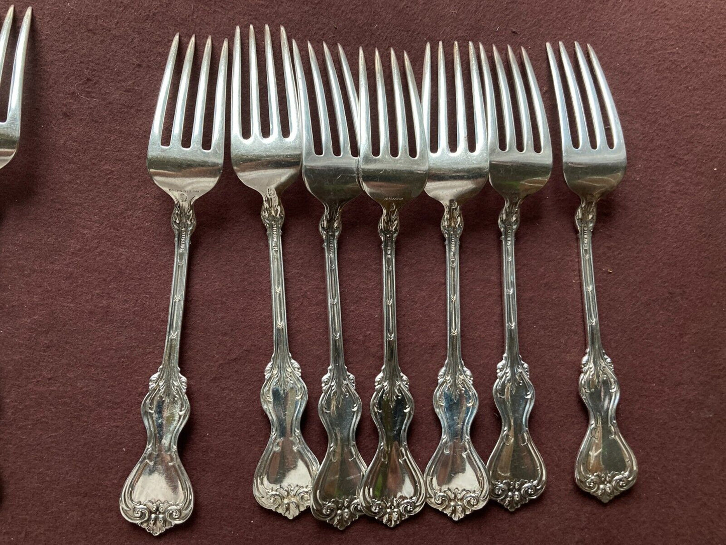 Set 14x Whiting "DUKE OF YORK'' sterling silver dinner forks, 7 3/4'' L, Y1900