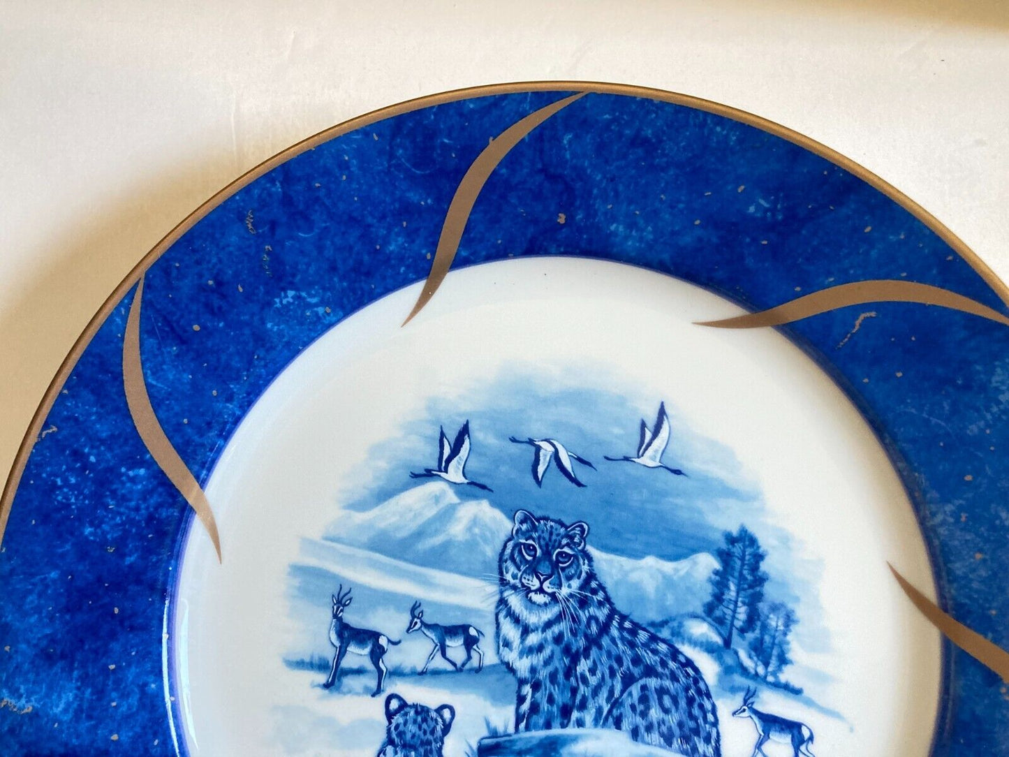 ONE Lynn Chase Leopard Lazuli Dinner Plates w/gold accents, price for 1 plate!