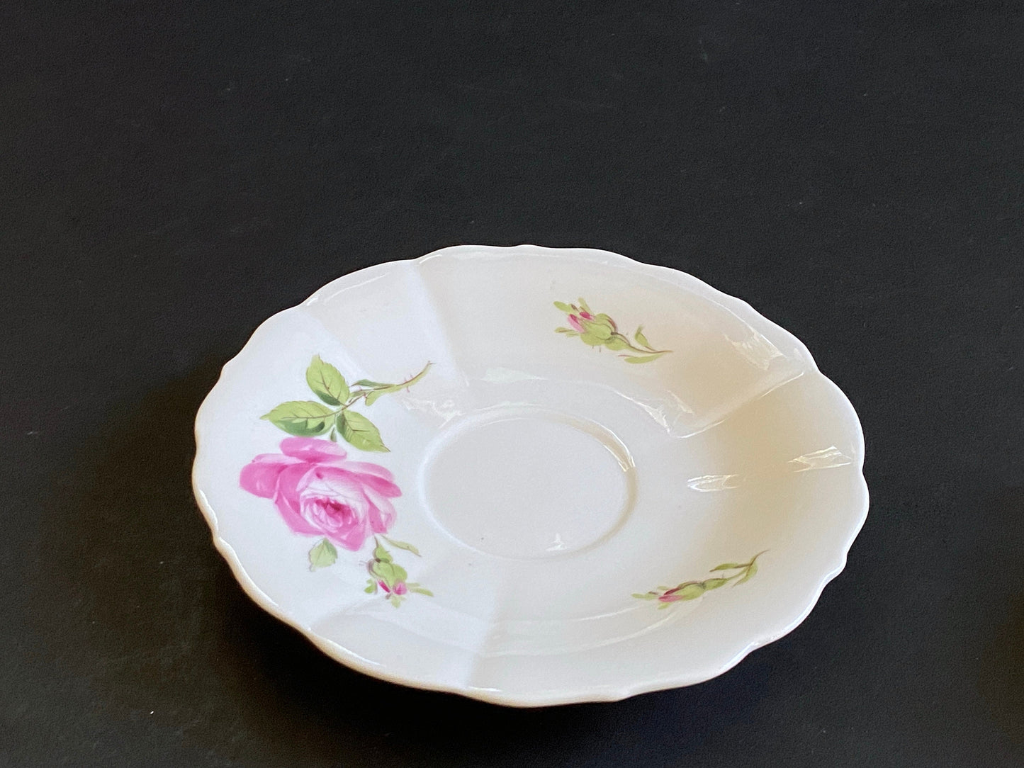 Vintage MEISSEN "Roses" tableware, teacup & saucer set of 8, 9 3/8 inches plates and 6 inches plates, 27 pcs,made in Germany, ca. 1852-1870