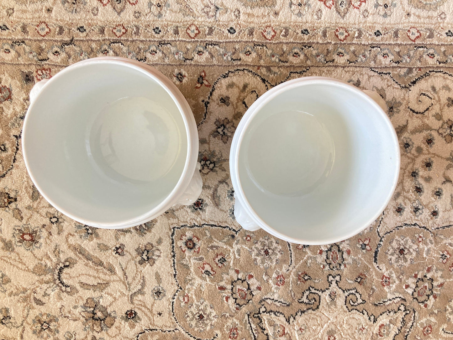 Pair of Porcelain de Paris cachepots, Napoleon III style, grape vine motif, made in France, 7'' H, excellent condition