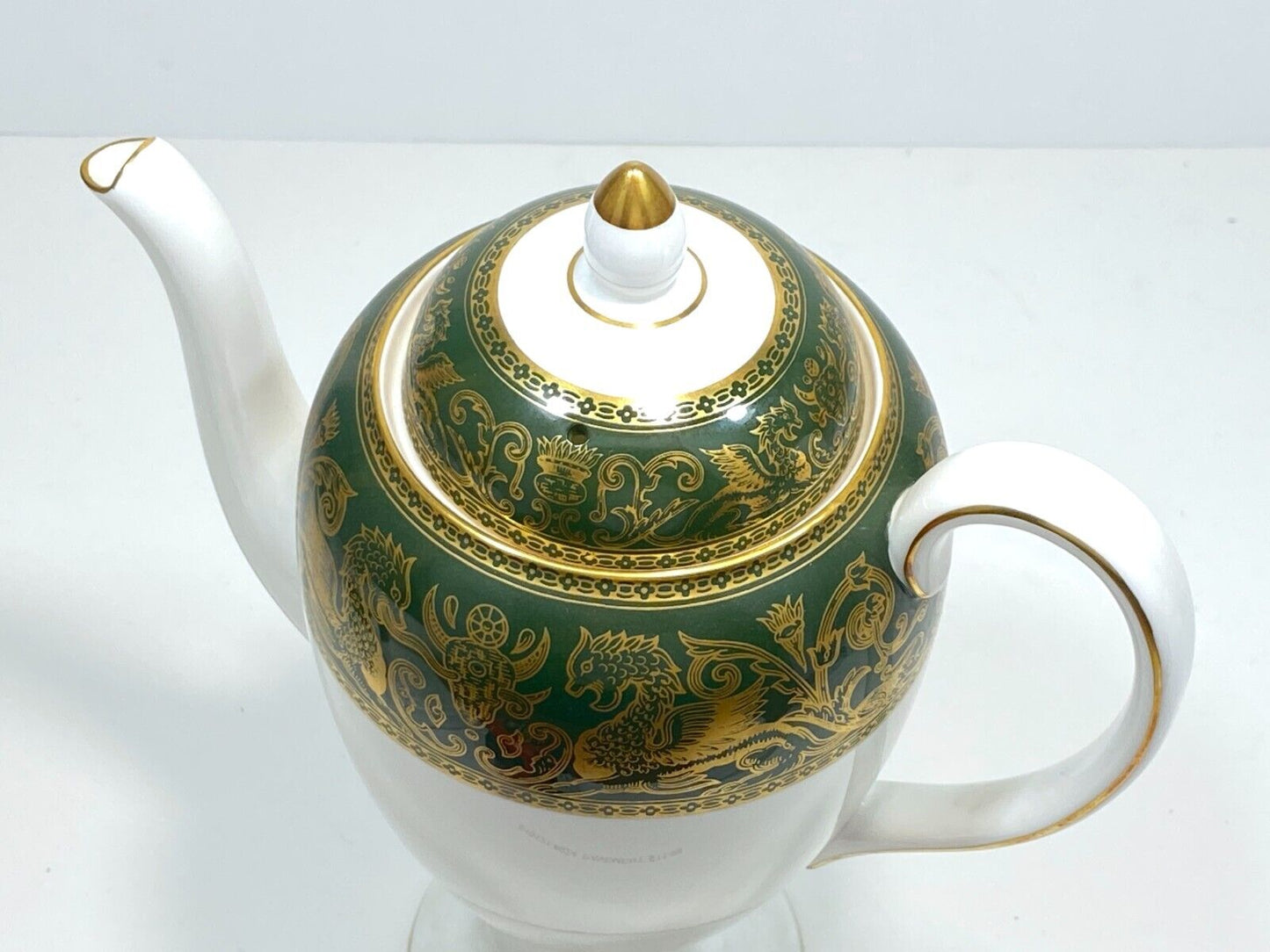 Wedgwood Florentine Green coffee/tea service, teapot, sugar bowl, creamer. W4170