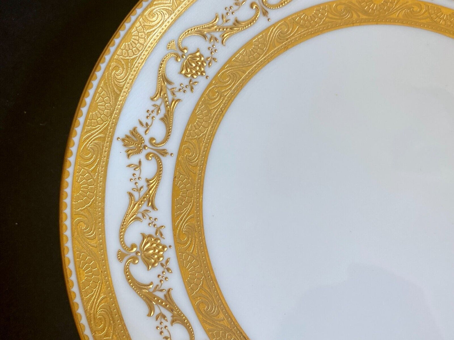 Set of 6 Mintons for Gilman Collamore New York cabinet plates,heavy gold encrust