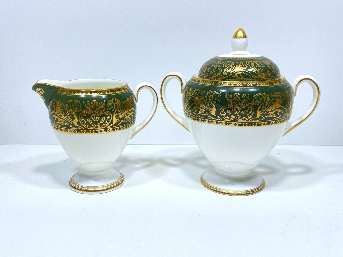 Wedgwood Florentine Green coffee/tea service, teapot, sugar bowl, creamer. W4170