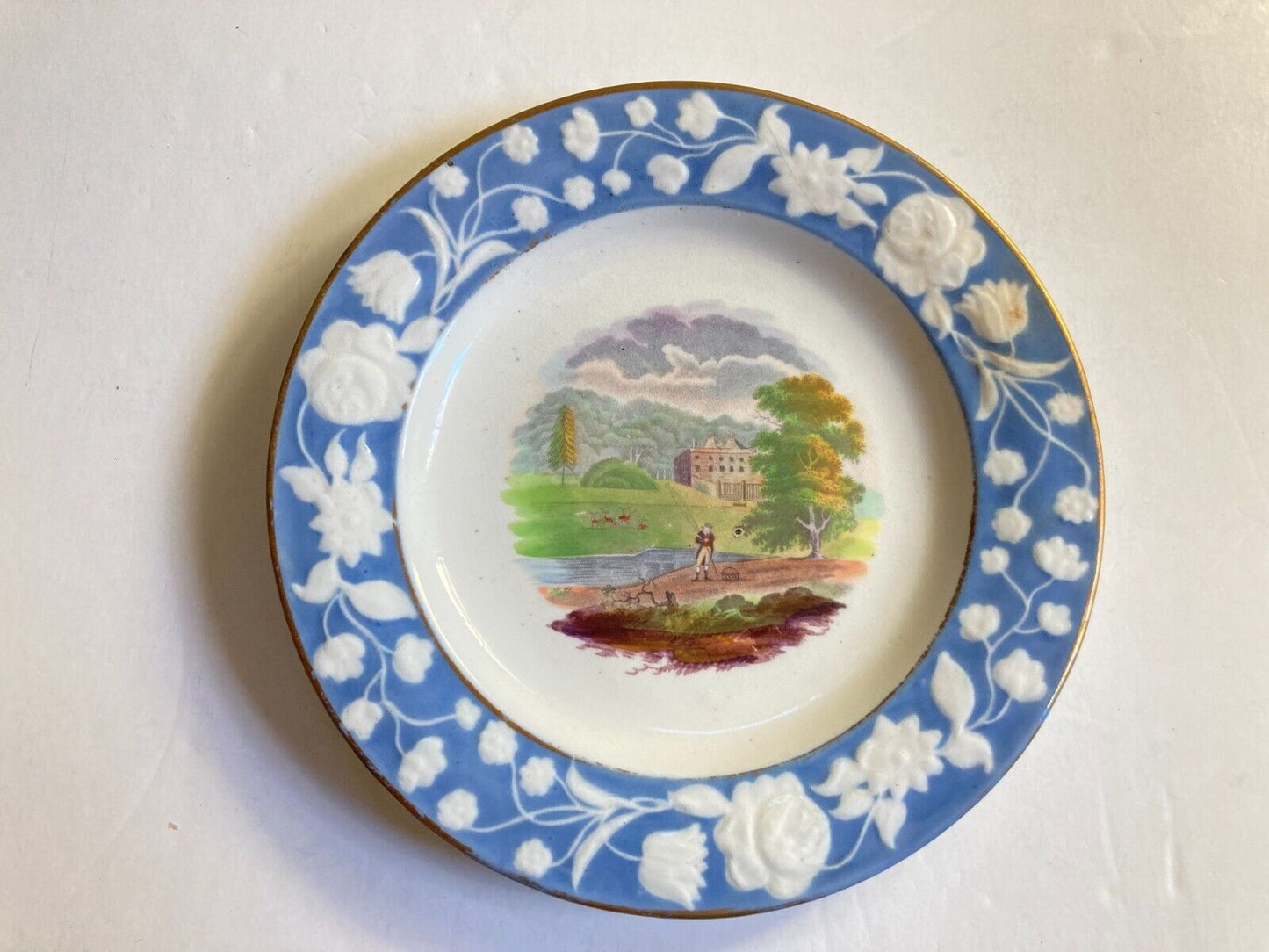 8pcs c.1812-25 New Hall porcelain English village scene 8'' plates, collectible