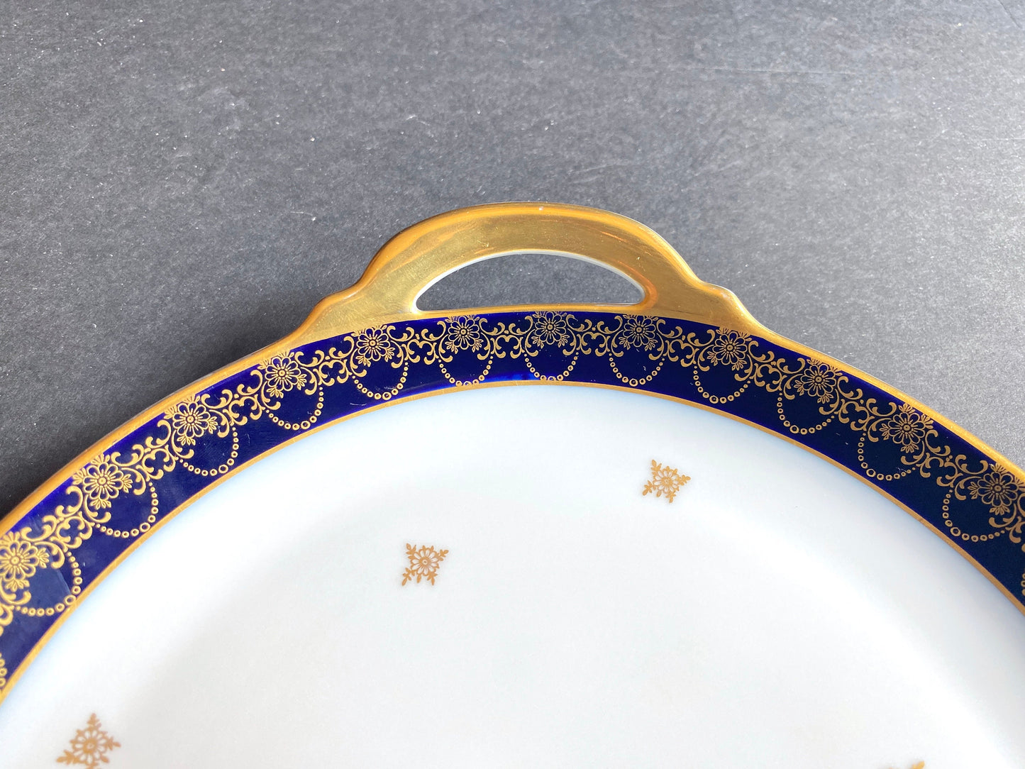 Haviland cobalt blue and gold accent cake plate, by Johann Haviland Bavaria, ca.1930-50, excellent