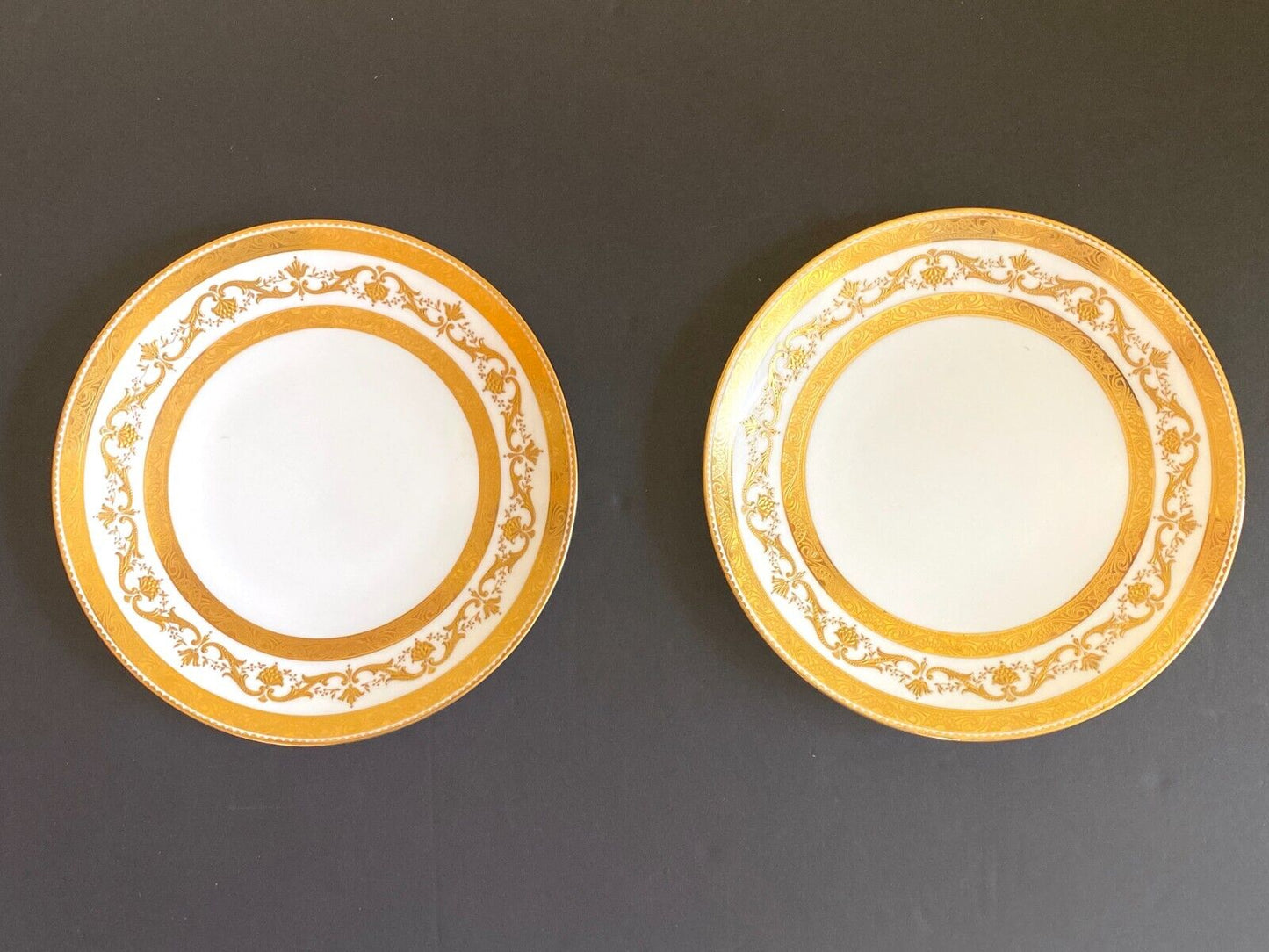 Set of 6 Mintons for Gilman Collamore New York cabinet plates,heavy gold encrust