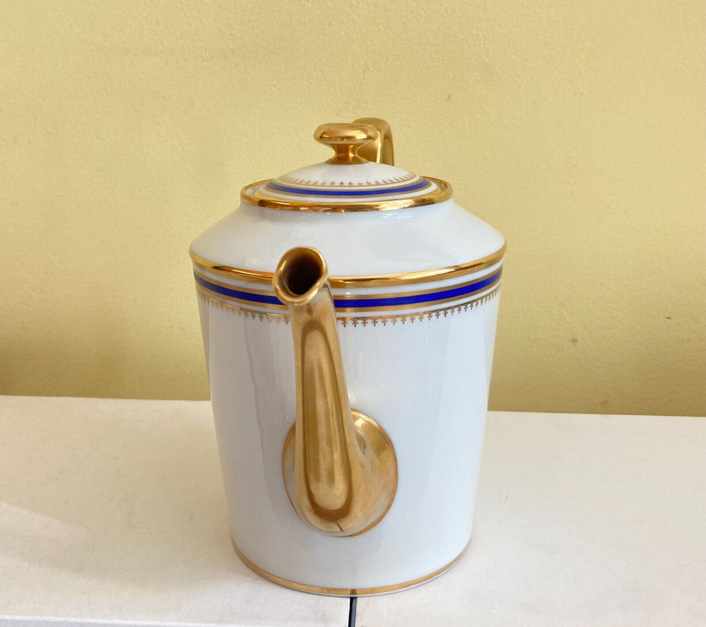 Limoges Paul Pastaud Studios tea/coffee pot, cobalt blue, gold accent, excellent