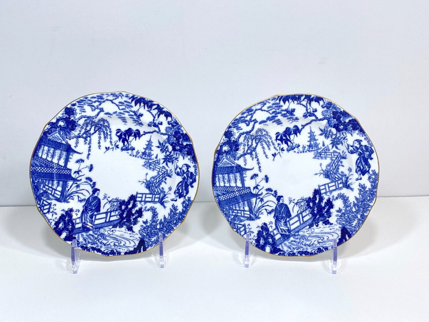 Royal Crown Derby "Mikado" bone china coffee set w/plates, blue and white, 20pcs