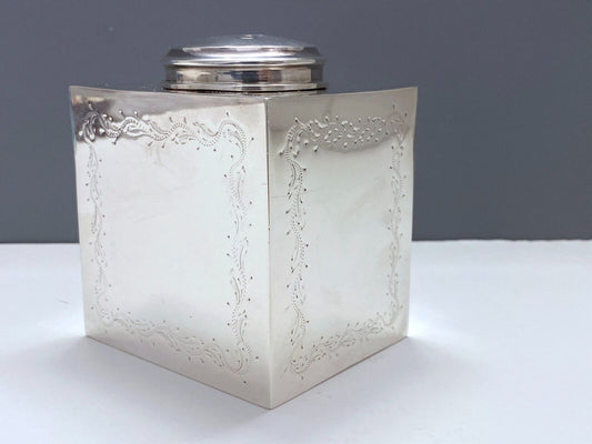 TIFFANY & CO Portugal Sterling Silver Cube shaped Tea Caddy,388g, very rare!