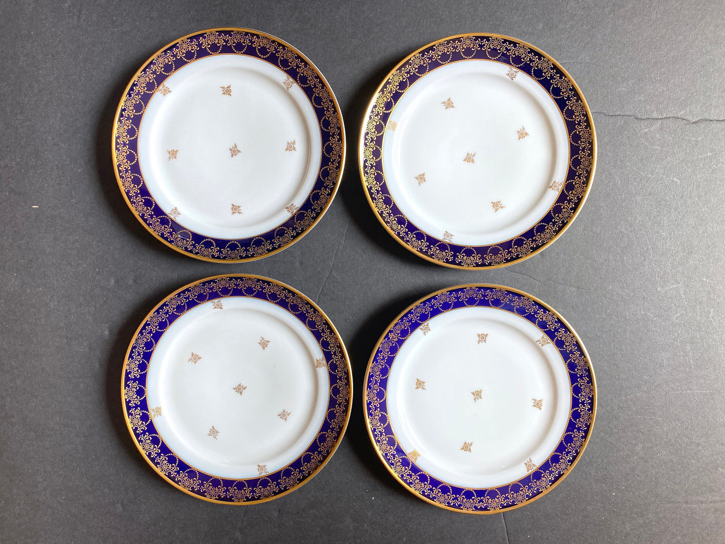 Johann Haviland Bavaria cobalt blue and gold accent plates, set of 11, by Johann Haviland Bavaria,ca.1930-50, mint, very rare