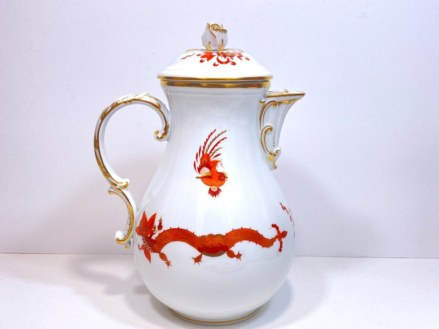 Meissen Reicher Dragon orange/red gilt Coffee Service, plates for 10, 1st, mint