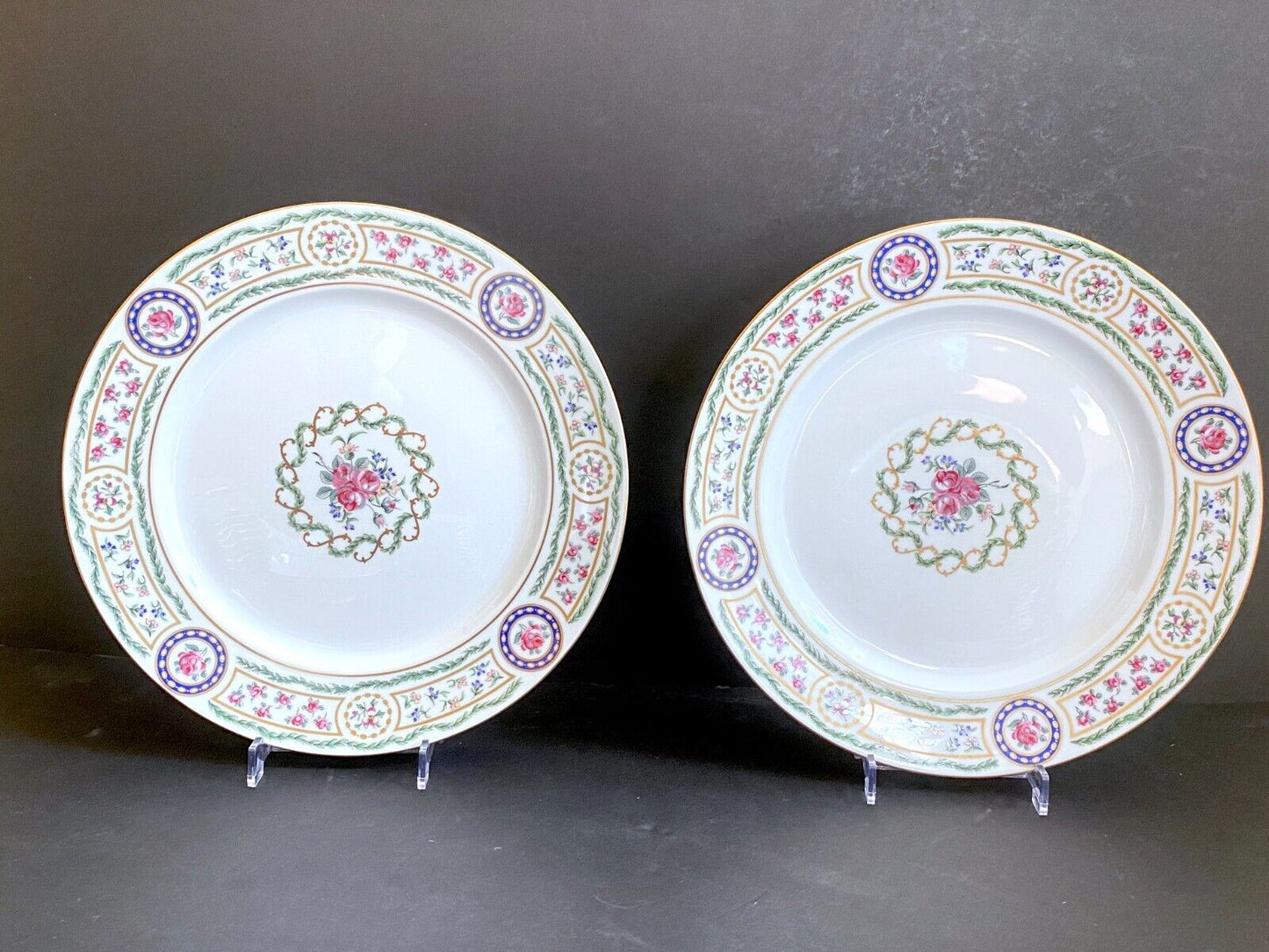 Large Haviland Limoges Louveciennes dinner plates, set 12 , 12 3/8'' Dia, Mint!