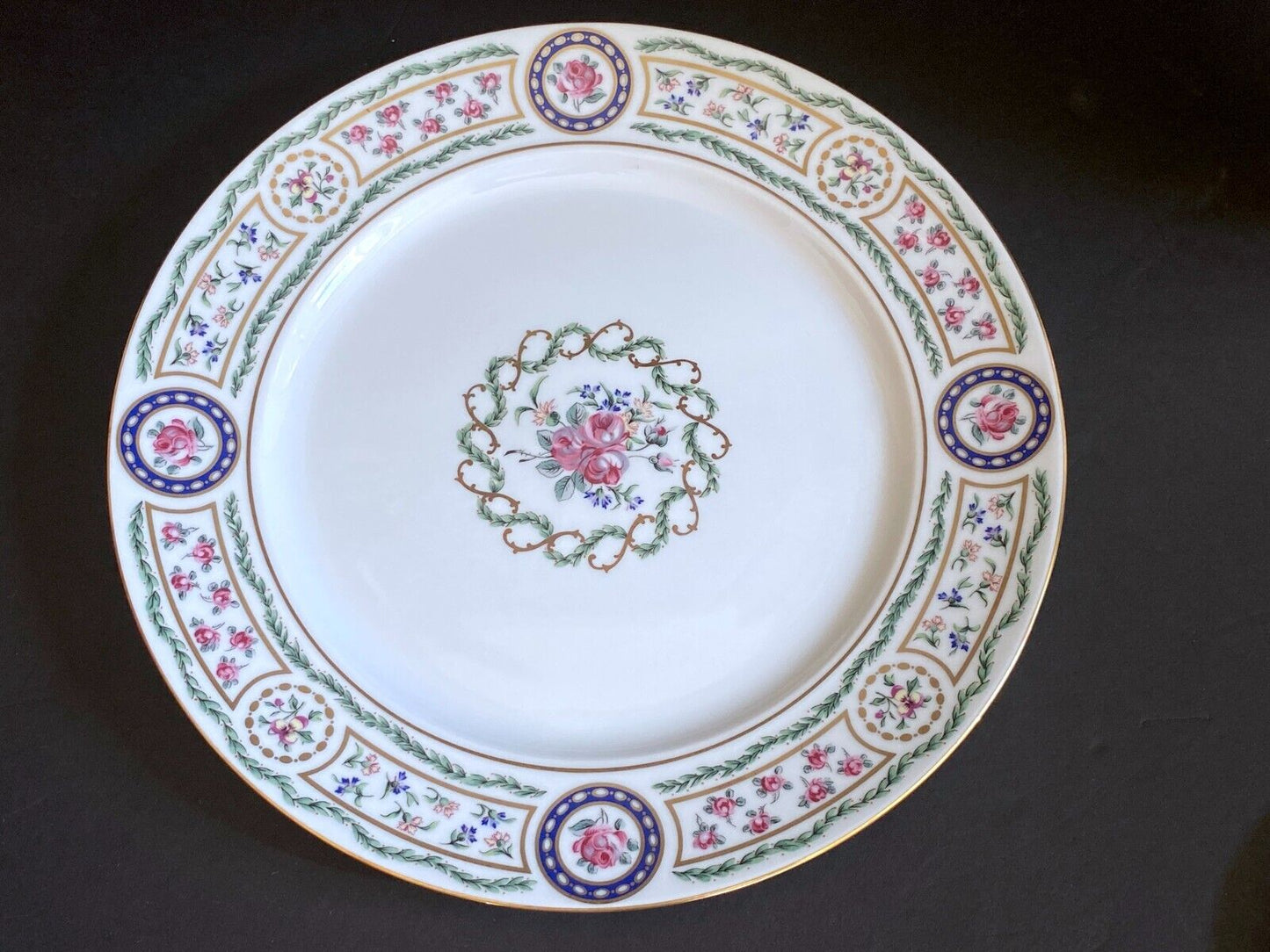 Large Haviland Limoges Louveciennes dinner plates, set 12 , 12 3/8'' Dia, Mint!