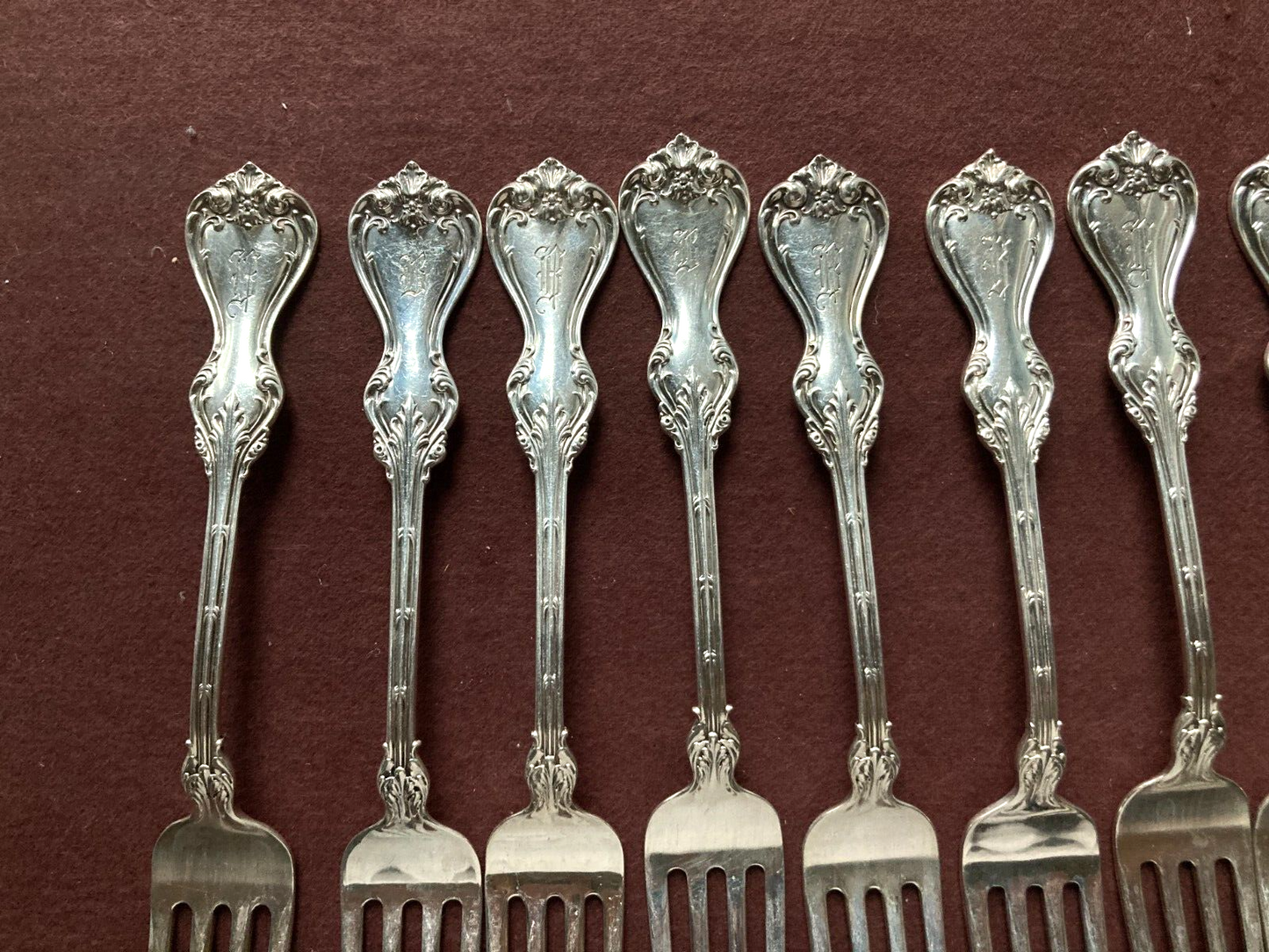 Set 14x Whiting "DUKE OF YORK'' sterling silver luncheon forks, 6 3/4'', Y1900