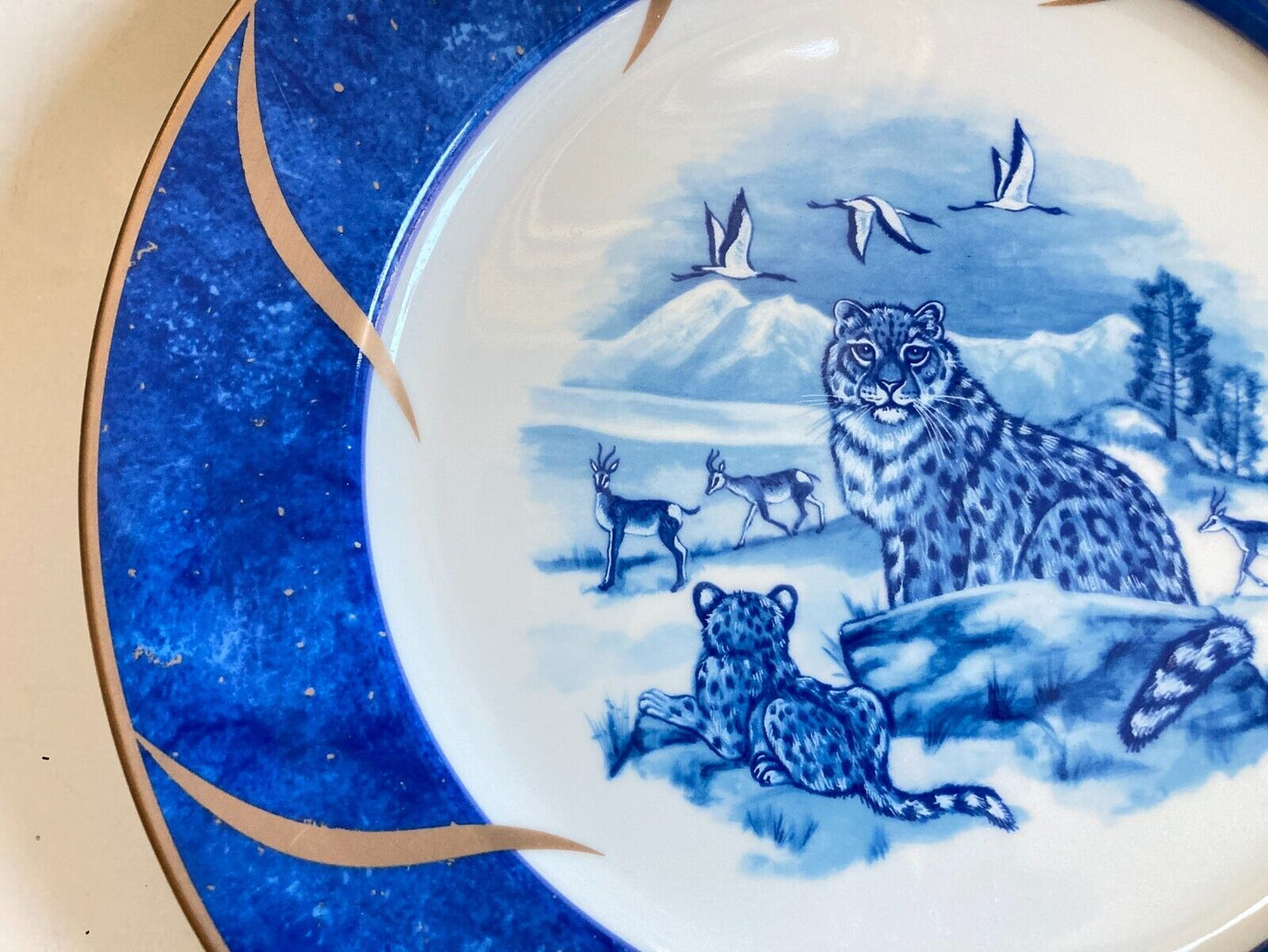 ONE Lynn Chase Leopard Lazuli Dinner Plates w/gold accents, price for 1 plate!